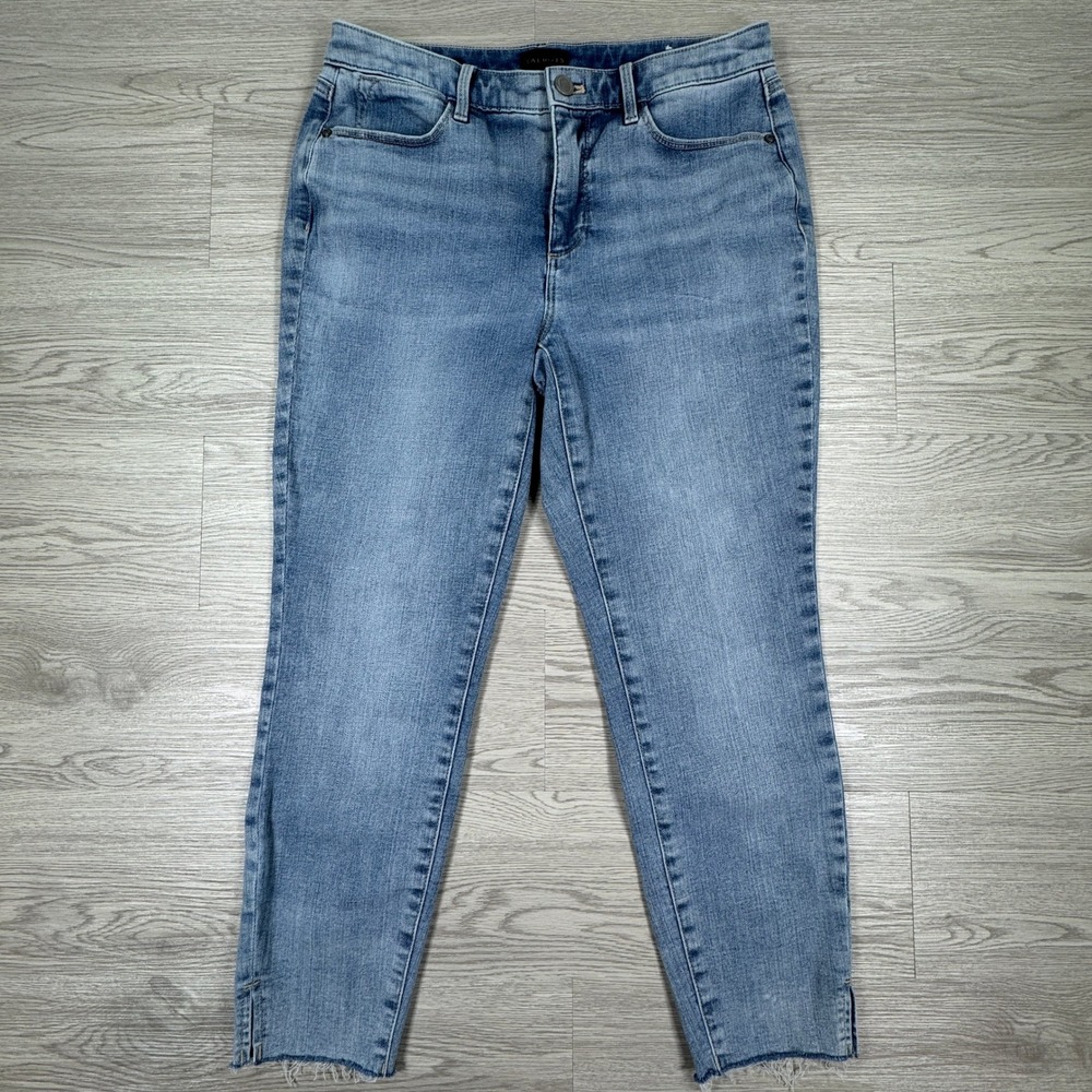 Talbots Women's Jegging Blue 6P Raw Hem Ankle Slit Laguna Wash Denim Jeans
